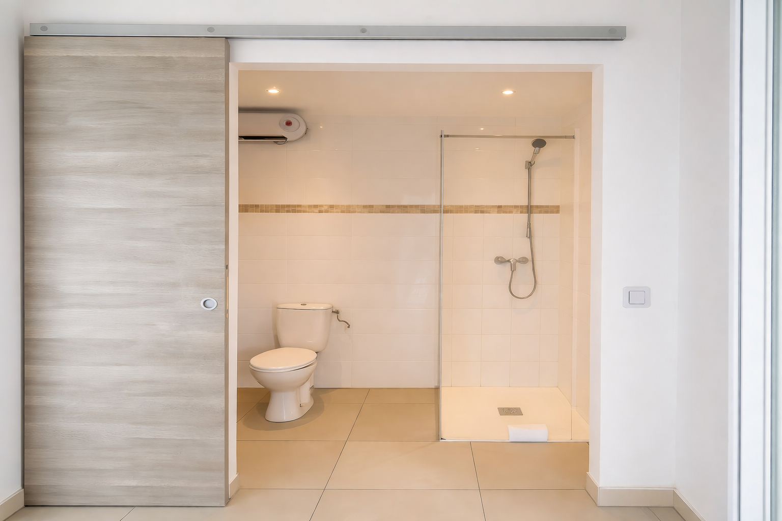 Salle de bains chambre familiale avec douche à l’italienne Hôtel La Cigale La Croix-Valmer